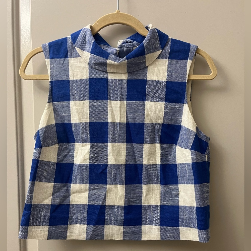 Veronica Beard Checkered Crop Top Tank